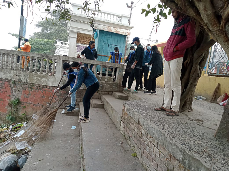 Ganga ghat cleaning program by NSS students